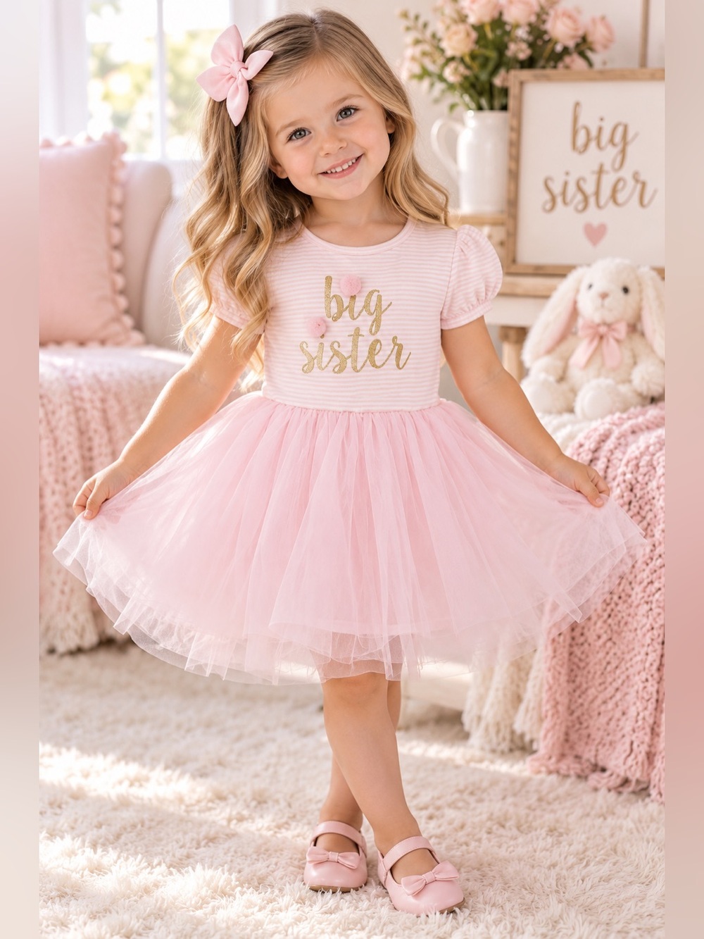 Mud Pie Girls “Big Sister” Tutu Dress Size 4T — Good Condition Sweet Mud Pie gi